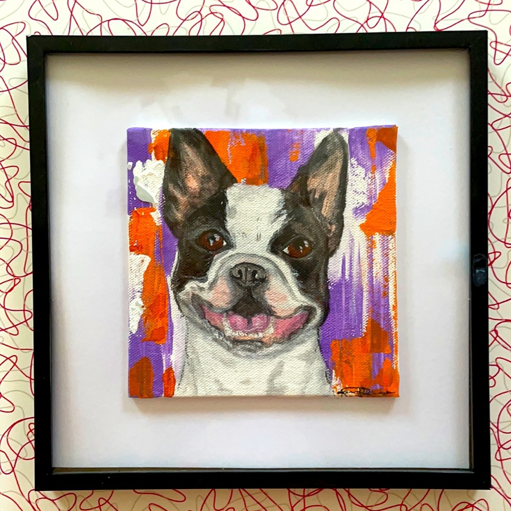 Boston terrier painting